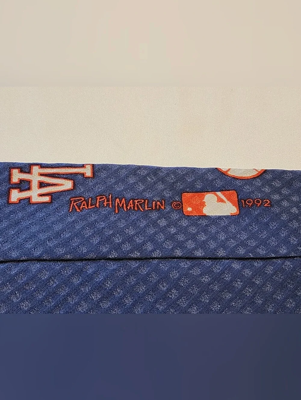 Vintage 92' Ralph Marlin Blue Los Angeles Dodgers Logo Tie with Red Accents
